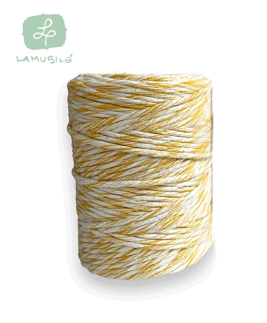 CORDON 100% ALGODON 27 HEBRAS COLOR VETEADO Natural y amarillo 5MM X 130MTS (400GRS)